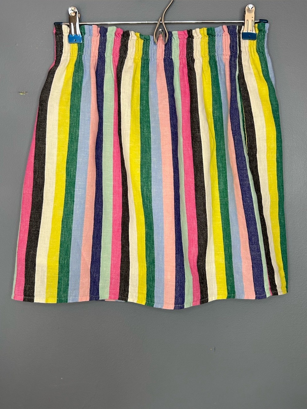J Crew Skirt Womens 4 Rainbow Stripe Linen Blend Mini Pockets Summer Preppy Cute